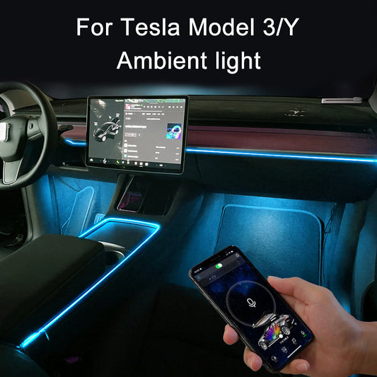 For Tesla Model 3 Y Interior Car Touch Control Ambient Light Laser Engraving Decorate Inter Lamp Dashboard Touch Pane LED Strip